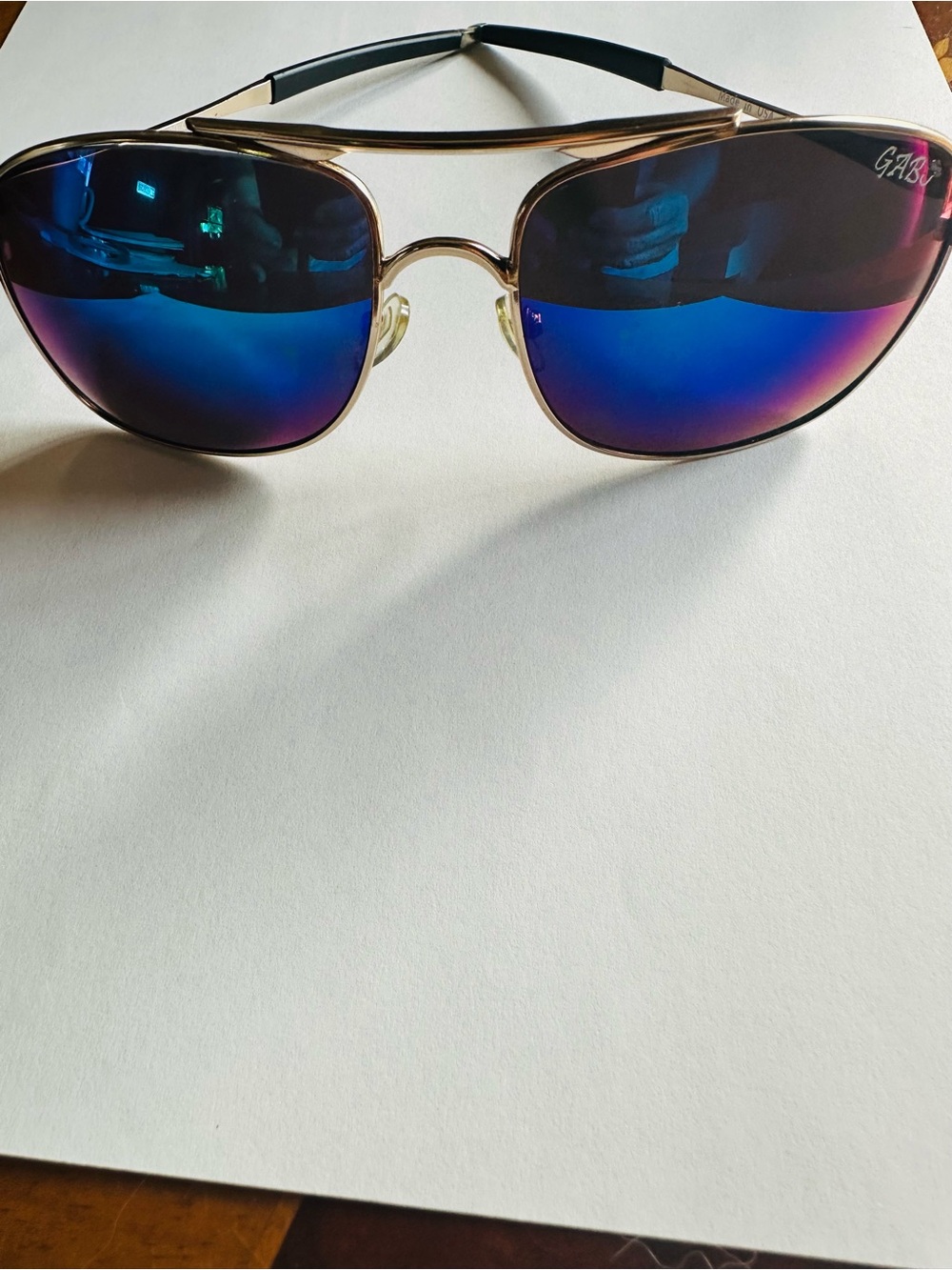 Gabor Aviator Sunglasses with Blue-Purple Mirrored Lenses